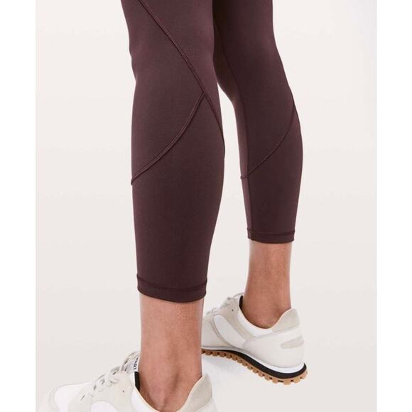 Lululemon In Movement 7/8 Tight Everlux Burgundy Athleisure Gym Workout Size 4 - Picture 5 of 11